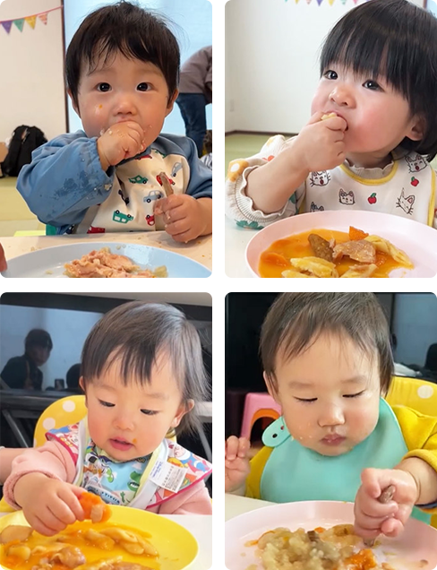 ベビーフードを食べている子供